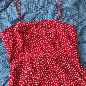 Aeropostale Red Floral Spaghetti Strap Dress